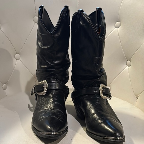 Black and Silver Ankle Boots with Harness Detail - Picture 7 of 8